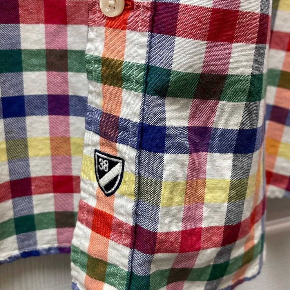 Cremieux Classics 38 Men's Medium Multi Colored Checked Oxford Button Up Brights